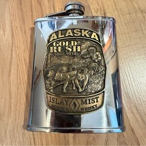 Stainless Steel Hip Flask With Embossed Badge Alaska Gold Rush 1896-1910" 6oz